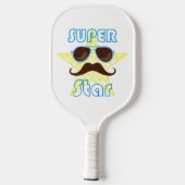 Super Star with sunglasses and mustache Pickleball Schläger (Rückseite)