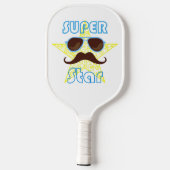 Super Star with sunglasses and mustache Pickleball Schläger (Rückseite)