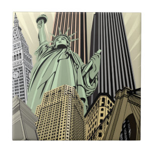 Super stilisiertes Stadtbild NYC Fliese
