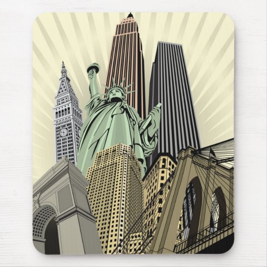 Super stilisiertes Stadtbild NYC Mousepad (Vorne)