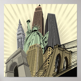 Super stilisiertes Stadtbild NYC Poster