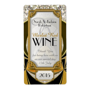 Super Stilvolle Gold Black Art Deco Wine Labels