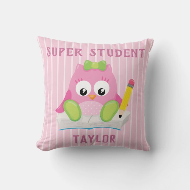 Super Student Süsse Owl Kissen (Vorderseite)