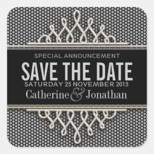 Super Style Black Silver Save the Date Sticker