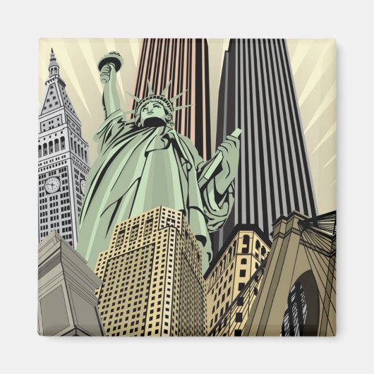 Super Stylisierte Cityscape NYC Magnet (Vorne)