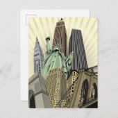 Super Stylisierte Cityscape NYC Postkarte (Vorne/Hinten)