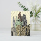 Super Stylisierte Cityscape NYC Postkarte (Stehend Vorderseite)