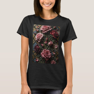 Super Super 3D Rosen Mosaikdesign T-Shirt