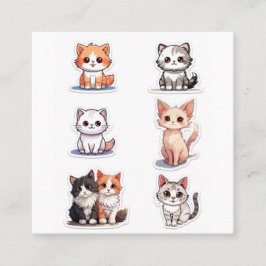 Super süße Chibi-Kätzchen-Sticker-Sammlung - Packu Quadratische Visitenkarte