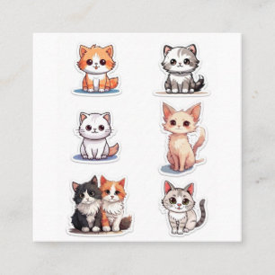 Super süße Chibi-Kätzchen-Sticker-Sammlung - Packu Quadratische Visitenkarte