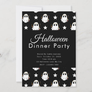 Super süße Geister & Sterne Halloween-Dinnerparty Einladung