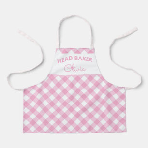 Super Süße Kopfbäckerin Pink Gingham Name Schürze