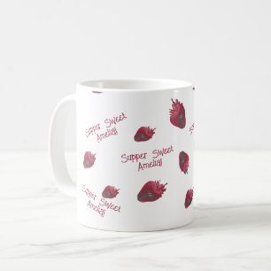 Super süße personalisierte Erdbeere Kaffeetasse