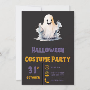 Super süßer Geist modernes Schwarz Halloween Einladung