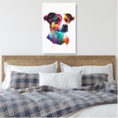 Super süsser Jack Russel auf Premium Leinwand (Insitu (Schlafzimmer))