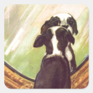 Super süßer Vintage-Baby Boston Terrier Quadratischer Aufkleber