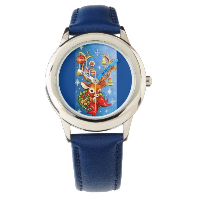 Super süßes Vintages Weihnachtsren Armbanduhr (Vorderseite)