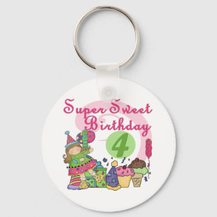 Super Sweet 4. Geburtstag T - Shirt und Geschenke Schlüsselanhänger