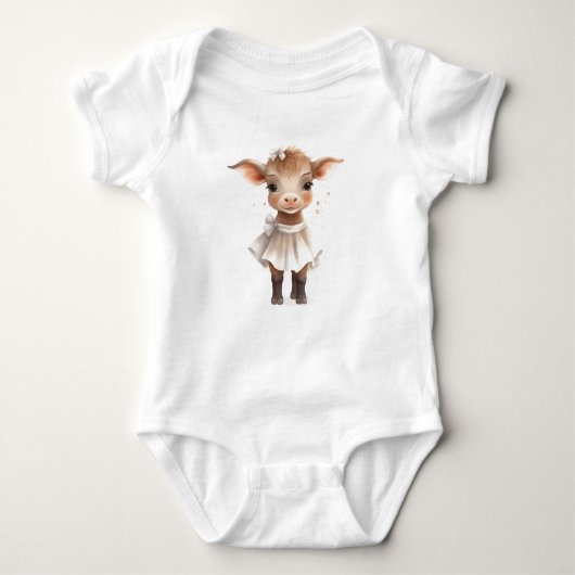 Super Sweet Adorable Baby Cow Cala in einem Kleid Baby Strampler (Vorderseite)