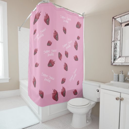 Super sweet Strawberry Personalisiert Duschvorhang (Beispiel)