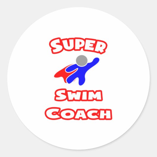 Super Swim Coach Runder Aufkleber (Vorderseite)
