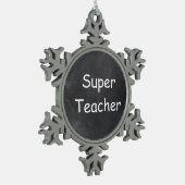 Super Teacher Chalkboard Design Geschenkidee Schneeflocken Zinn-Ornament (Links)