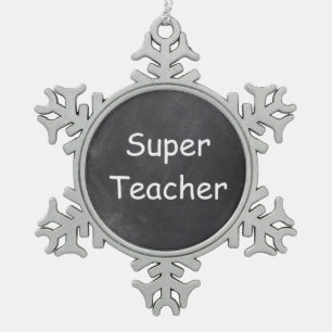 Super Teacher Chalkboard Design Geschenkidee Schneeflocken Zinn-Ornament