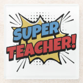 Super Teacher Comic Style Glasuntersetzer (Vorderseite)