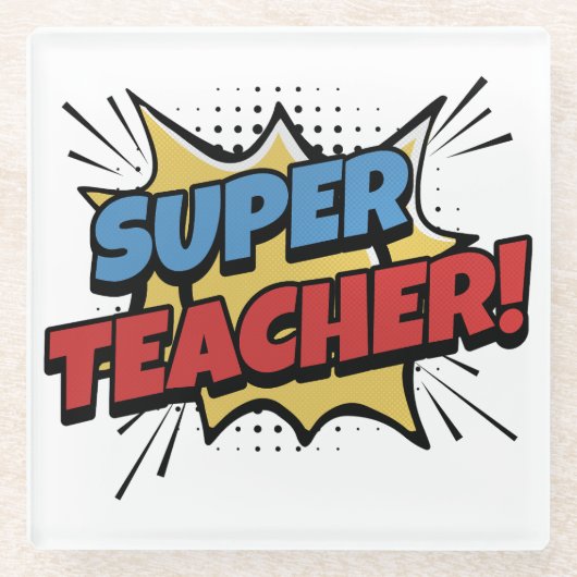 Super Teacher Comic Style Glasuntersetzer (Vorderseite)