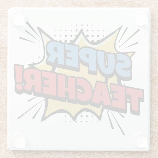 Super Teacher Comic Style Glasuntersetzer (Rückseite)