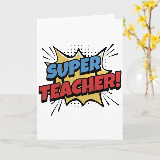 Super Teacher Comic Style Karte (Gelbe Blume)