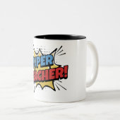 Super Teacher Comic Style Zweifarbige Tasse (VorderseiteRechts)