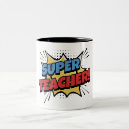 Super Teacher Comic Style Zweifarbige Tasse