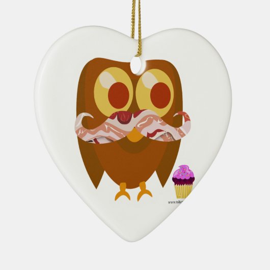 Super Trendy Bacon Mustache Owl Keramik Ornament (Rechts)