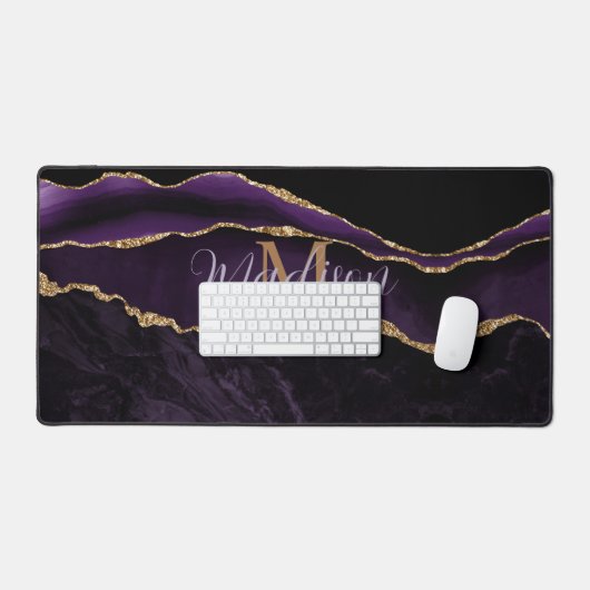 Super Trendy Lila Agate Gold Glitzer Desk Mat Schreibtischunterlage (Tastatur & Maus)