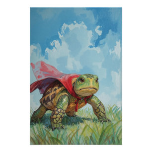 Super Turtle Poster   Lustige Cartoon-Wandkunst