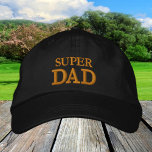 SUPER VATER bestickt Baseballkappe gold / schwarz Bestickte Baseballkappe<br><div class="desc">bestickte Hats: Klassische,  goldfarbene/schwarze Modebaseballkappe mit dem Text "SUPER VATER" für die besten Väter der Welt,  Vatertag,  Großvater Geburtstag / Familienhats</div>