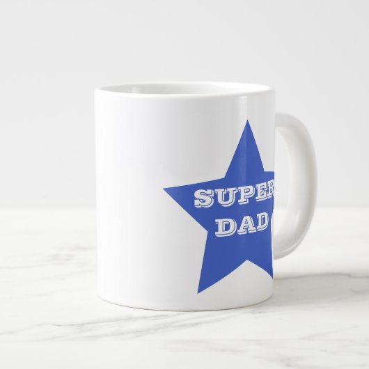 SUPER VATER | Blauer Star des Vaters Jumbo-Tasse (Vorderseite Rechts)