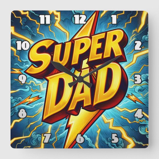 Super Vater: Blitz, Heldentribut Quadratische Wanduhr (Vorderseite)