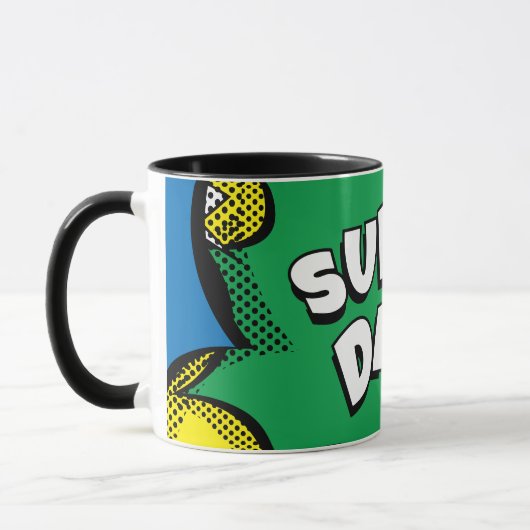 "Super Vater" Farbiges Comic Buch Pop Kunst Tasse (Links)