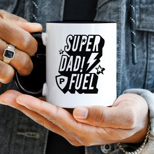 Super Vater Fuel Superhero Fun Comic Monogram Blac Tasse
