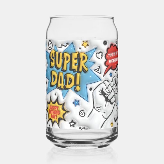 Super Vater glückliche Vater's Day Puffy aufgeblas Dosenglas (Rückseite)