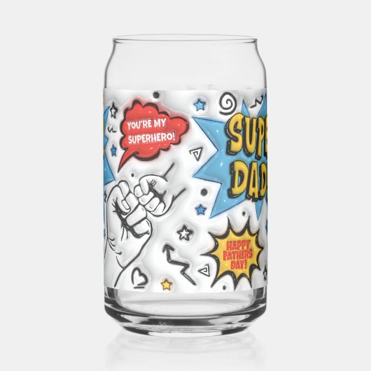 Super Vater glückliche Vater's Day Puffy aufgeblas Dosenglas (Links)