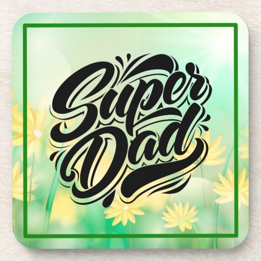Super-Vater-Held-Typografie-Design-67888 Getränkeuntersetzer (Vorderseite)