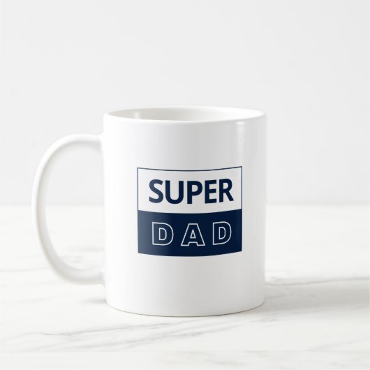 Super Vater in Blau und Weiß Kaffeetasse (Links)