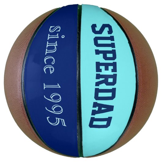 Super Vater in Neonblau und Dunkelblau Basketball (Vertikal)