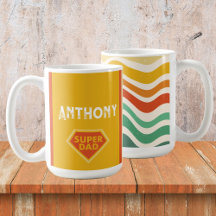 Super Vater individuelle Name Tasse, Retrowellen