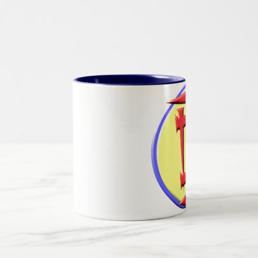 Super-Vater-Logo Zweifarbige Tasse (Mittel)