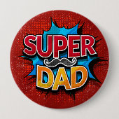 Super Vater Mustache Modern Grunge Button (Vorderseite)