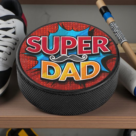 Super Vater Mustache Modern Grunge Eishockey Puck